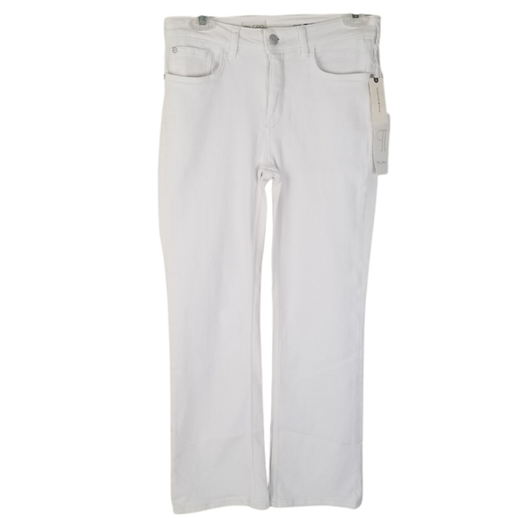 NWT Pilcro Anthropologie The Yaya Mid-Rise Crop Flare Jeans White Size 27 - Picture 2 of 16